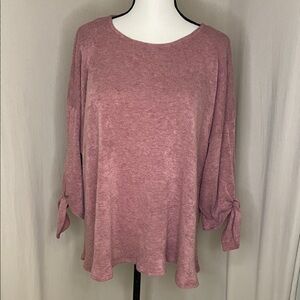 Love In Sweater Oversized 3/4โ Sleeves Tie Accents in Dusty Rose Sweater